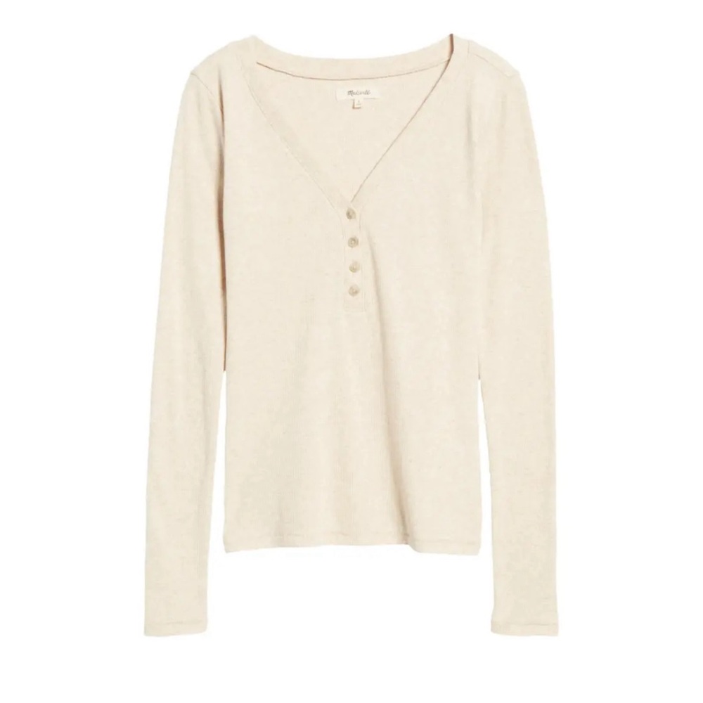 Madewell Long-Sleeve Ribbed Henley Tee - Picture 2 of 13